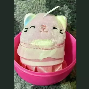 mini squishmallow stephy placed in mystery capsule bottom half