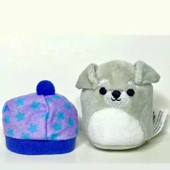 small squishmallow brian with blue purple hat