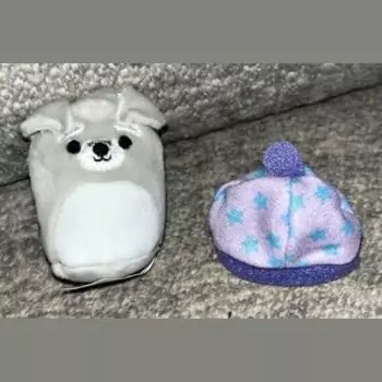 tiny squishmallow brian with hat in right side