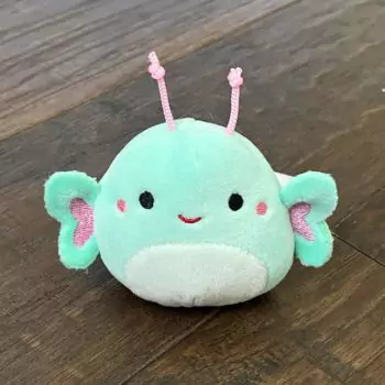 mini squishmallow reina on wooden floor